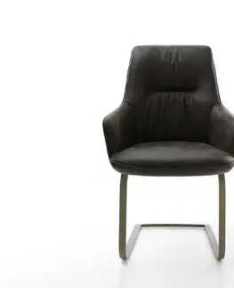 Jedálenské stoličky DELIFE Jedálenská stolička Zelia-Flex s opierkami mikrovlákno antracitová vintage jedálenská stolička plochý titánová farba vrecková pružina