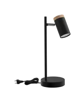 Stolové lampy Stolová lampa LAGOS ČIERNA 1X15W GU10 TIENIDLO ČIERNA+DREVENÁ