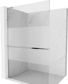 Sprchové dvere MEXEN/S - Kioto+ L Sprchová zástena WALK-IN s poličkou a držiakom uterákov 70 x 200, transparent/dekor, chróm 800-070-123-01-35