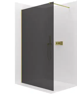 Sprchové dvere CERANO - Sprchová zástena Walk-in Onyx Cube Ľ/P - 8 mm - hranatá vzpera - zlatá, grafitové sklo - 30x200 CER-8050BD71928