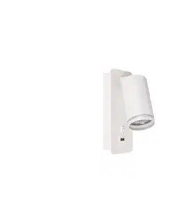 Svietidlá  Nástenné bodové svietidlo s USB nabíjačkou 1xGU10/35W/230V biela BEDROOM LIGHT WHITE USB