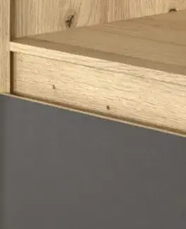 Šatníkové skrine DOMICA trojdverová šatníková skriňa, artisan/sivá