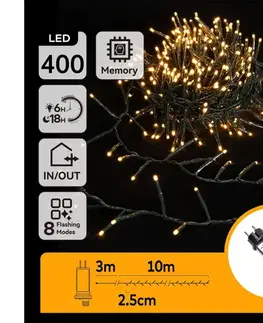 LED osvetlenie  B.V.  - LED Vonkajšia  reťaz 400xLED/8 funkcií 13m IP44 teplá biela B103031OC