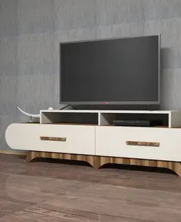 TV stolíky TV stolík Flora - Walnut, Cream