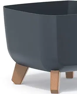 Kvetináče a truhlíky NABBI DGQL240 plastový kvetináč na nožičkách 24 cm antracit