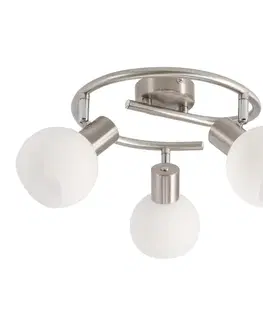 Stropná svetla NOVO lampa sufitowa spirala satyna nikiel 3x40W E14 klosz biały