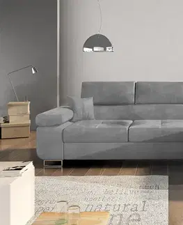 Sedacie súpravy NABBI Alkazar P rohová sedačka s rozkladom a úložným priestorom svetlosivá (Monolith 84)