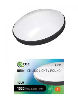 LED stropnice Stropná lampa QTEC 12W 4000K čierna