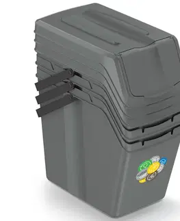 Odpadkové koše NABBI ISWB25S3 odpadkový kôš na triedený odpad (3 ks) 25 l sivý kameň