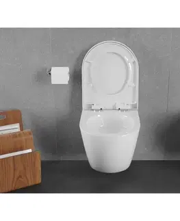 Záchody MEXEN/S - Lena Závesná WC misa Rimless Tornado vrátane sedátka s slow, duroplast, biela lesk 30220200T