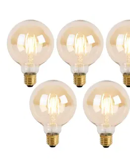 LED osvetlenie Sada 5 stmievateľných LED žiaroviek E27 s 3-stupňovým stmievaním G95 Goldline 5W 530lm 2200K