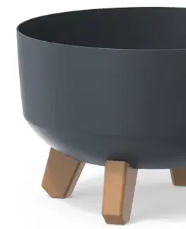 Kvetináče a truhlíky NABBI DGRL240L plastový kvetináč na nožičkách 23,5 cm antracit