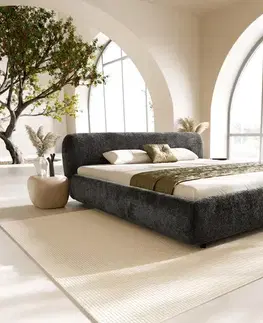 Čalúnené postele DELIFE Čalúnená posteľ Shona 180×200 cm barančekový potah sivá