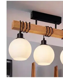 Svietidlá BRILAGI - Prisadený luster WOOD GLASS 3xE27/60W/230V borovica/čierna/biela EG44074+3xNSTK7432