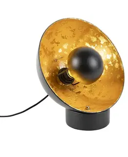 Stolné lampy Priemyselná stolná lampa čierna so zlatým vnútrom - Magna Eglip
