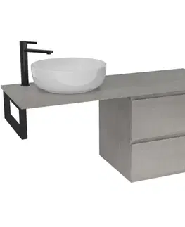 Kúpeľňový nábytok CERANO - Kúpeľňová skrinka Carole - betónovo šedá + doska pod umývadlo Navira Slim - 18 mm + konzola čierna - 120x46x49,8 CER-606096