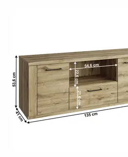 TV stolíky KONDELA Dorsi 2D1S/135 tv stolík dub navarra