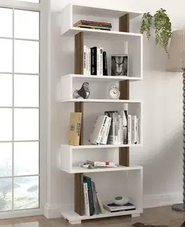 Knižnice Knižnica Blok - White, Walnut