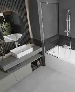 Sprchové dvere MEXEN/S - Next vaňová zástena FIX 60 x 150, čierna dekor, chróm 895-060-000-00-70-01