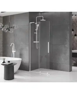 Sprchové dvere MEXEN/S - Velar L Sprchová zástena posuvná Walk-in 90 x 200, transparent 8 mm, biela 871-090-003-03-20