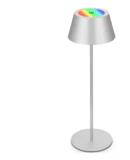 Záhradné lampy Brilo - LED RGB dobíjateľná dotyková stolná lampa KIKI LED/2,6W/5V IP44 2600 mAh strieborná 7466018
