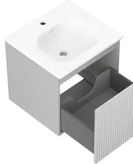 Kúpeľňový nábytok MEXEN/S - Rivel kúpeľňová skrinka 50 cm s umývadlom Vela, 1 šuplík, reliéf, šedá mat/biela mat 91A20-05047-1-BF62-W23M01