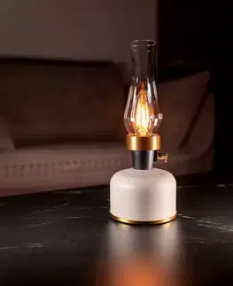 Lampy do obývačky Stolová lampa OLIA USB IP44 beige