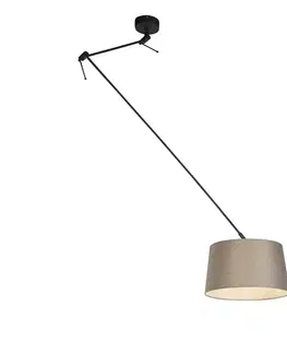 Závesné svietidlá Závesné svietidlo čierne s tienidlom z ľanu taupe 35 cm - Blitz