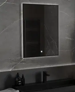 Kúpeľňové zrkadlá MEXEN - Erma zrkadlo s osvetlením 60 x 80, LED 6000K, čierny rám 9814-060-080-611-70