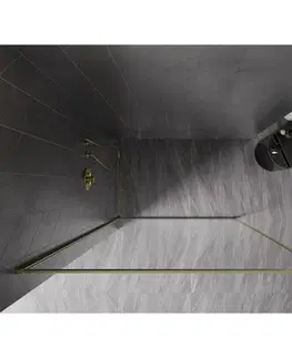 Sprchové dvere MEXEN/S - Kyoto-F Sprchová zástena WALK-IN s rámom 70 x 202, transparent 8 mm, zlato kefovaná 800-070-104-55-00