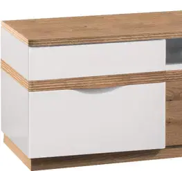 TV stolíky TARANKO Como CM-RTV/D tv stolík biely vysoký lesk / dub Como