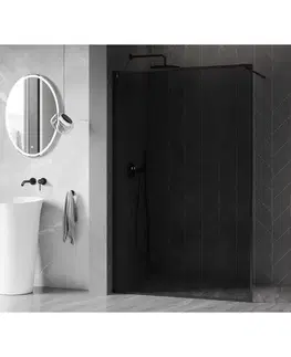 Sprchové dvere MEXEN/S - Kyoto-XF Sprchová zástena WALK-IN s rámom 60 x 202, grafit 10 mm, čierna 800-060-104-70-40-X