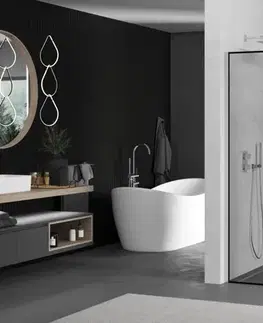 Sprchové dvere MEXEN/S - Kioto Sprchová zástena WALK-IN 90 x 40, čierny vzor, chróm 800-090-212-01-70-040