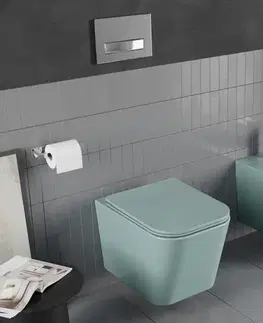 Záchody MEXEN - Teo Závesná WC misa Rimless vrátane sedátka s slow, Duroplast, svetlo zelená mat 30854048