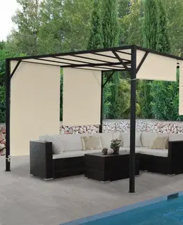 Záhradné pergoly Pergola so sťahovacou strechou 3x3 m Dekorhome