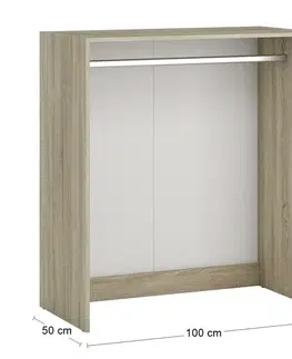 Šatníkové skrine NABBI Signes VT2 1000 otvorená šatníková skrinka dub sonoma