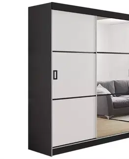 Spálňové šatníkové skrine Skriňa Retro 138 3L grafit/ Dvierka biely