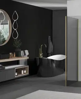 Sprchové dvere MEXEN/S - Kyoto Sprchová zástena WALK-IN 125 x 120 x 40, transparent, zlatá kartáčovaná 800-125-120-221-55-00-040