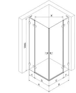 Sprchovacie kúty MEXEN/S - Lunar L Duo sprchovací kút dvere krídlové 120 x 95, transparent, zlato kartáčovaná 834L-120L-095P-55-00