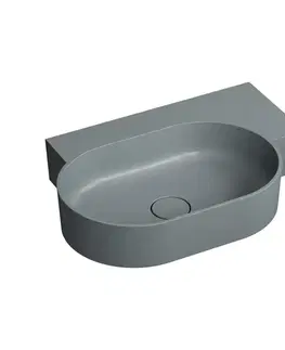 Umývadlá OMNIRES - OVO M+ umývadlo na dosku/závesné - pravé, 64 x 44 cm, ash grey mat; OVO645UWPAG