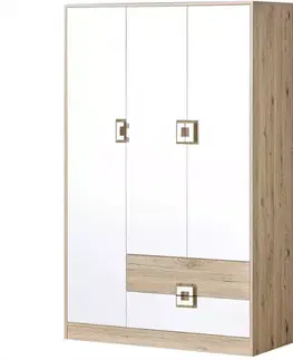 Šatníkové skrine Skriňa Nico 120 biela/svetly dub nr-3