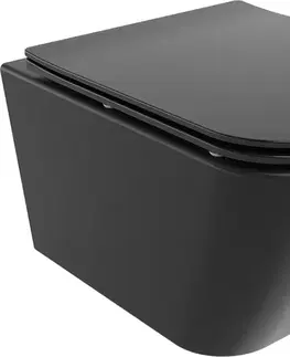 Záchody MEXEN - Madox Závesná WC misa Rimless vrátane sedátka s slow, Duroplast, čierna mat 30154070