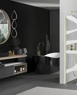 Sprchové dvere MEXEN/S - Kioto Sprchová zástena Walk-in 100 x 200, biely vzor 8 mm, zlatko kartáčovaná 800-100-101-55-97
