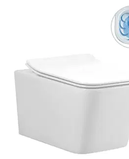 Záchody CERANO - Kompletný WC set Basic/Forte - biela lesklá - WC tlačidlo Maxio/Strieborná - voľne stojaca - predstenová inštalácia - 51x36 CER-8050BD86132