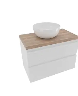 Kúpeľňový nábytok Kúpeľňová skrinka 2 zásuvková s krycou doskou Naturel Savona 78x53x44, 8 cm biela lesk SAVONA280BIDDH SAVONA280BIDDH