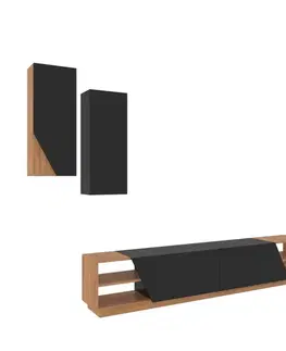 Obývacie steny TV skrinka / Obývacia stena Zebra - Black, Teak