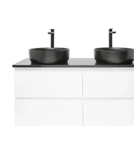 Kúpeľňový nábytok Kúpeľňová skrinka s umývadlom a technickým kameňom SAT B-Way 119x50x45 cm biela lesk BWAY2120WTKUB BWAY2120WTKUB