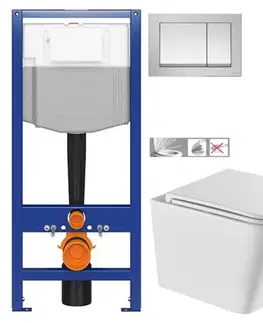 Závesné wc sety CERSANIT predstenový inštalačný systém s tlačidlom chrom K97-509 + WC INVENA FLORINA /VÍROVÉ SPLACH/ WITH SOFT  se sedlem RIMLESS K97-526 509 FL1