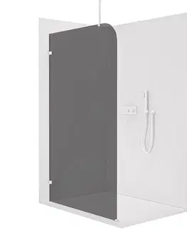 Sprchové dvere CERANO - Sprchová zástena Walk-in Orbis Top Round Ľ/P - 8 mm - okrúhla vzpera - biela matná, grafitové sklo - 110x200 CER-682531