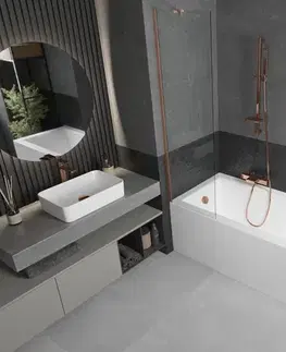 Sprchové dvere MEXEN/S - Next vaňová zástena FIX 50 x 150, transparent, meď kartáčovaná 895-050-000-00-00-65